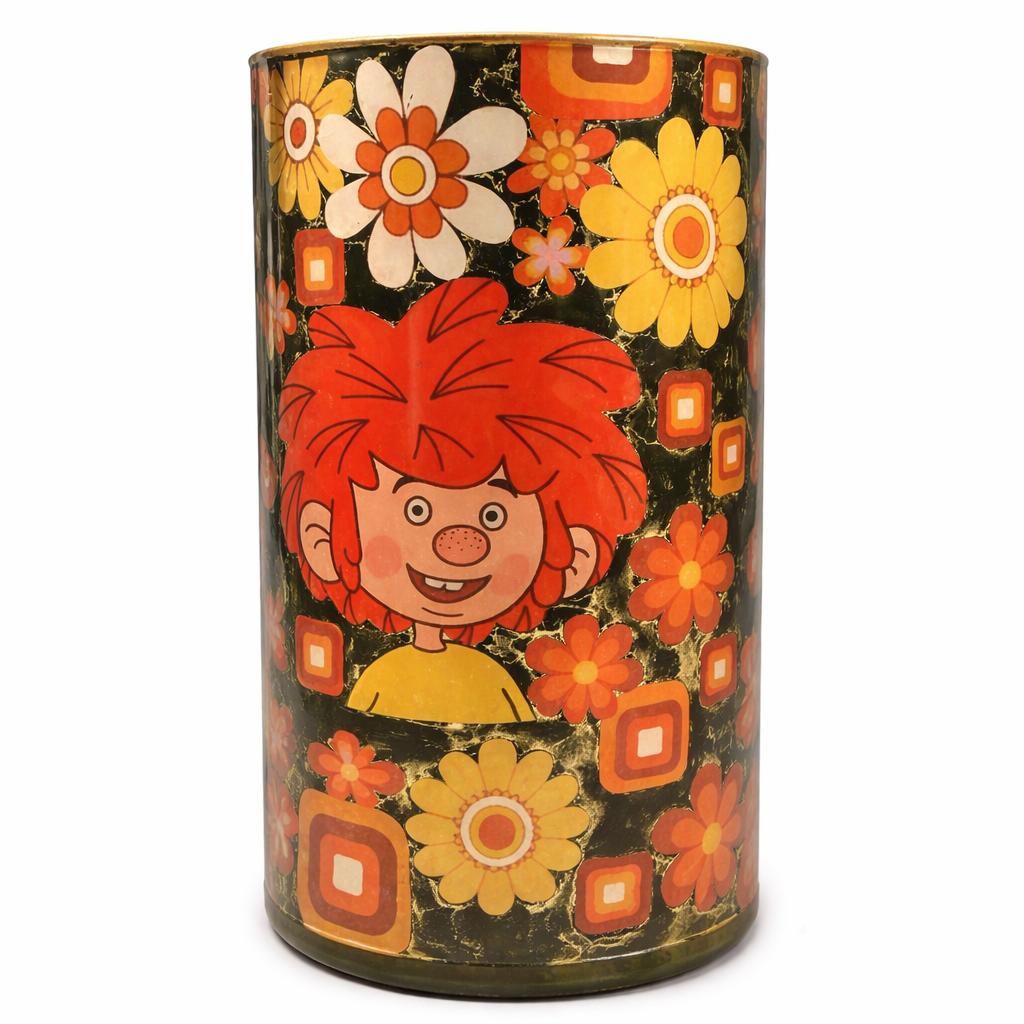 Pumuckl Retro Vase Handarbeit decoupage Technik
